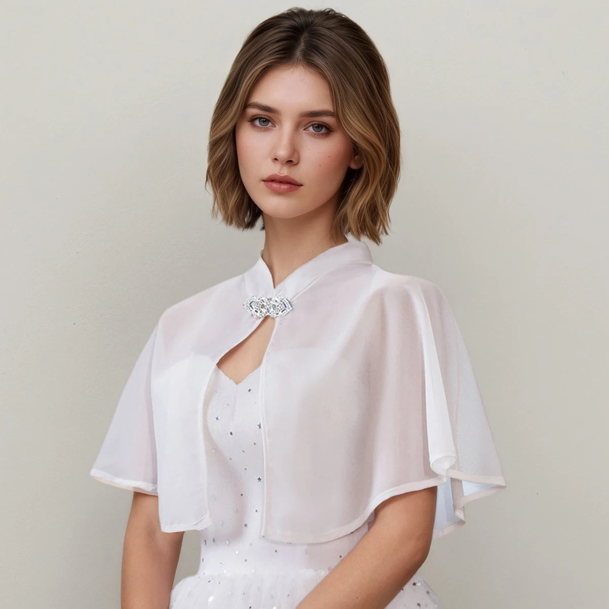 Women's Soft Chiffon Shawl Wraps Shrug for Evening Dress Wedding Cape Bolero Flapper Cover Up