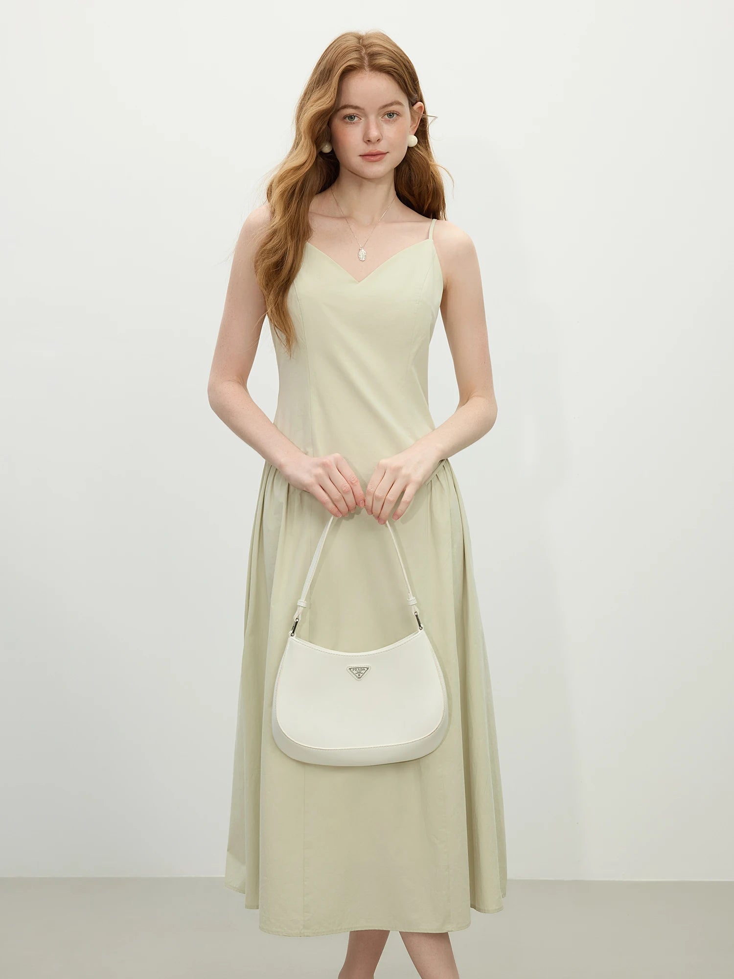 Cotton Strappy A-Line Midi Dress