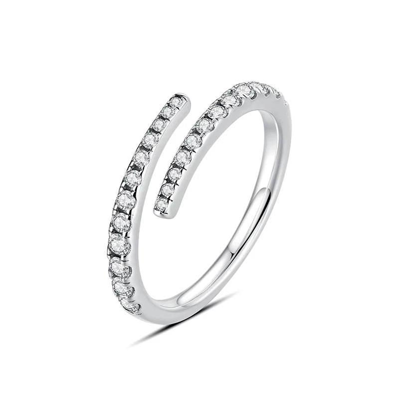 Original 925 Sterling Silver Ring Love Heart Wishbone Moon Sun Rings Crystal Rose Gold For Women Wedding Gift Luxury Jewelry