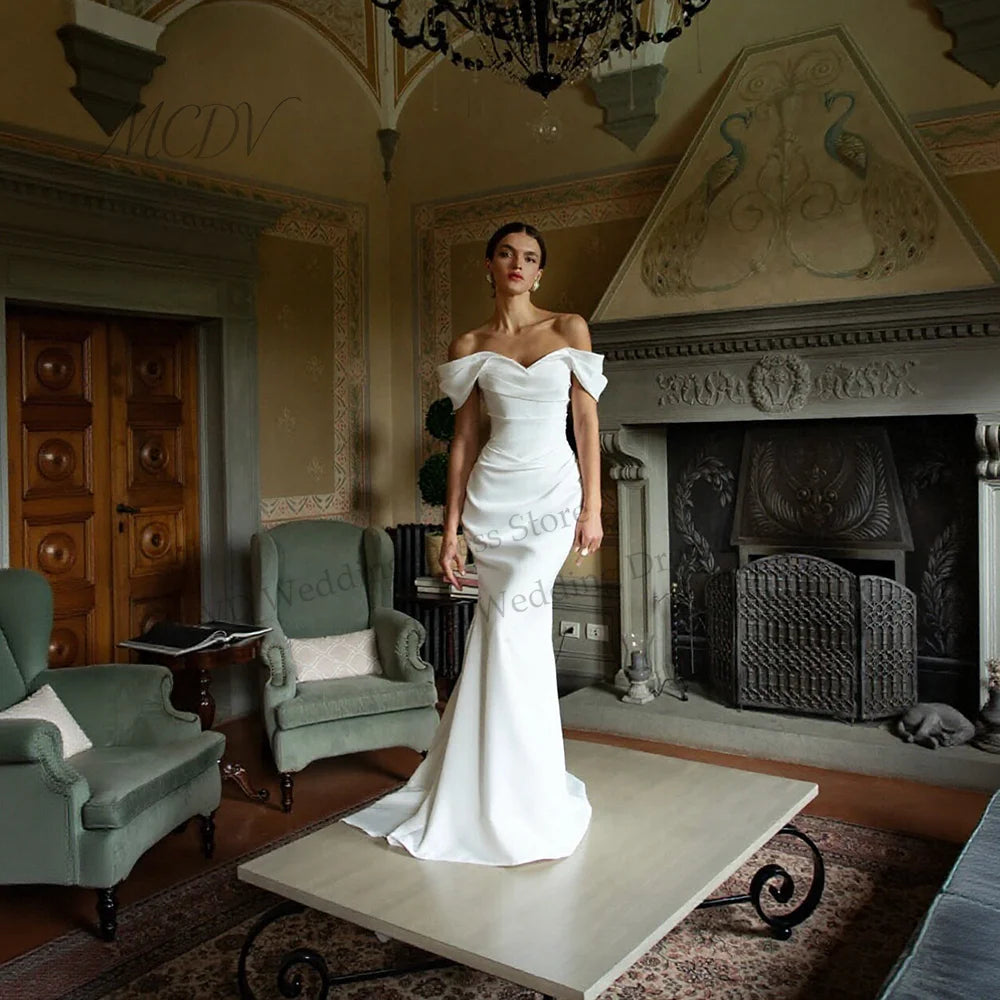 Elegant Mermaid Wedding Dresses Women Off Shoulder Satin Bridal Dress Sexy Sweetheart 2026 Wedding Party Gowns Customized
