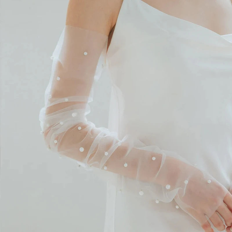 White Lace Bridal Gloves