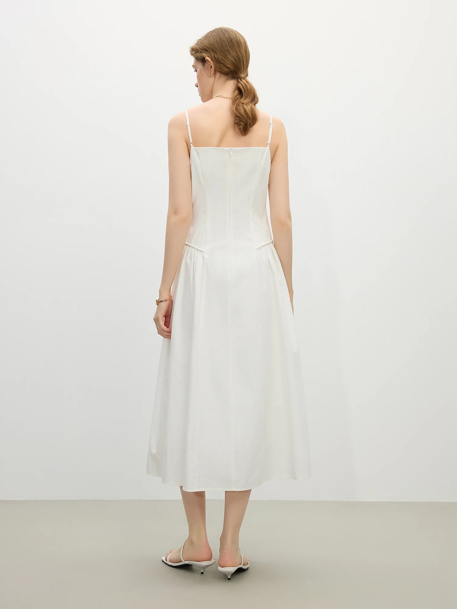 Cotton Strappy A-Line Midi Dress