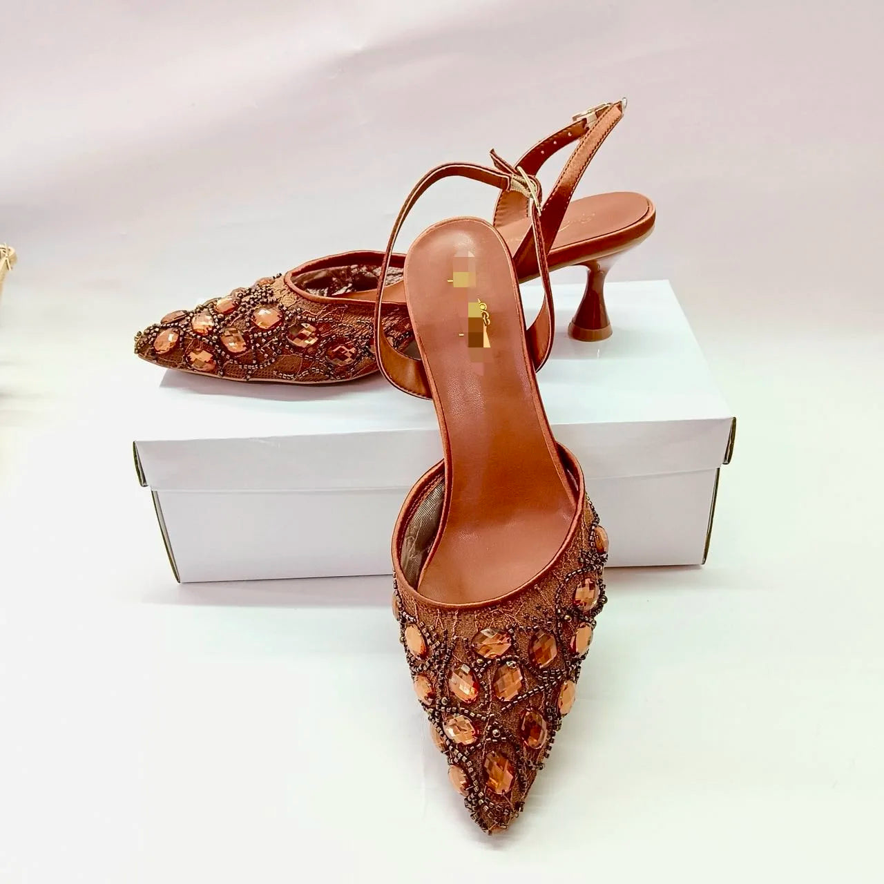 INSIGHTLINK Nigerian Rhinestones Wedding Dress high-heeled Shoes Gold/Blue/Pink/Red Color High Heels stiletto sandals For Party
