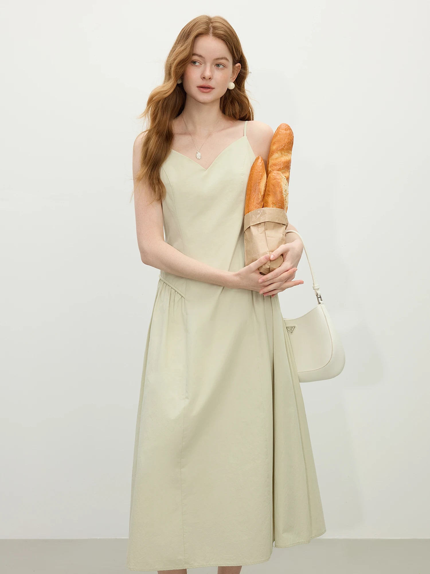 Cotton Strappy A-Line Midi Dress
