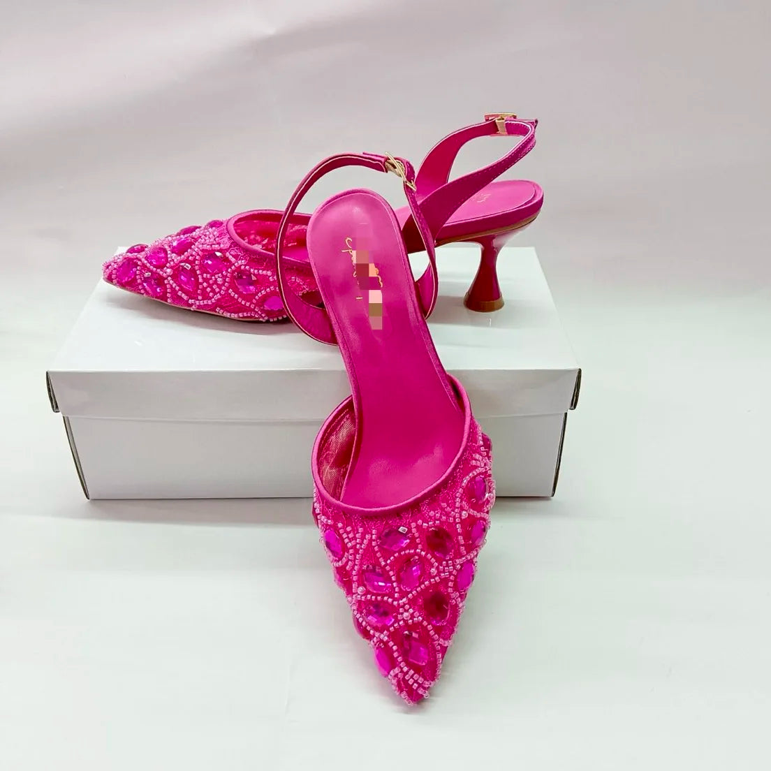 INSIGHTLINK Nigerian Rhinestones Wedding Dress high-heeled Shoes Gold/Blue/Pink/Red Color High Heels stiletto sandals For Party