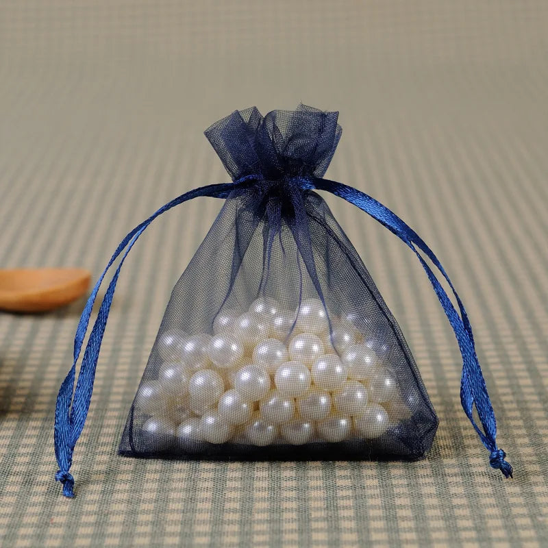 100Pcs/lot 7x9 9x12 10x15 13x18CM Organza Bags Jewelry Bag Wedding Party Decoration Drawable Bags Gift Pouches Jewelry Packaging