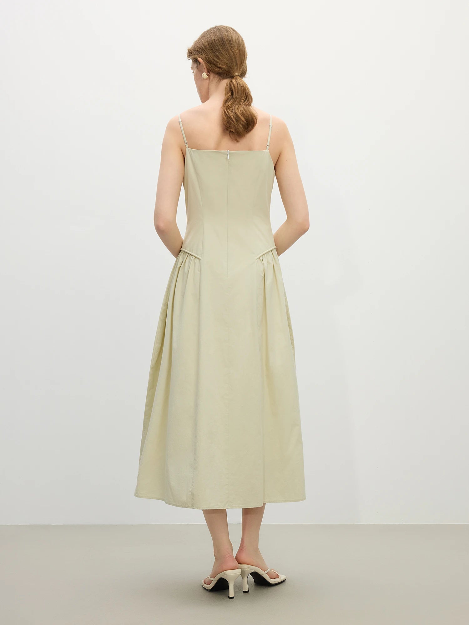 Cotton Strappy A-Line Midi Dress