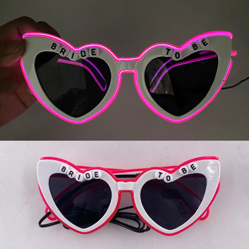 LED Just Married Glasses Wedding Bride To Be Surprise Gift Couple Glasses Souvenirs Glowing Heart Glasses Married Sunglasses