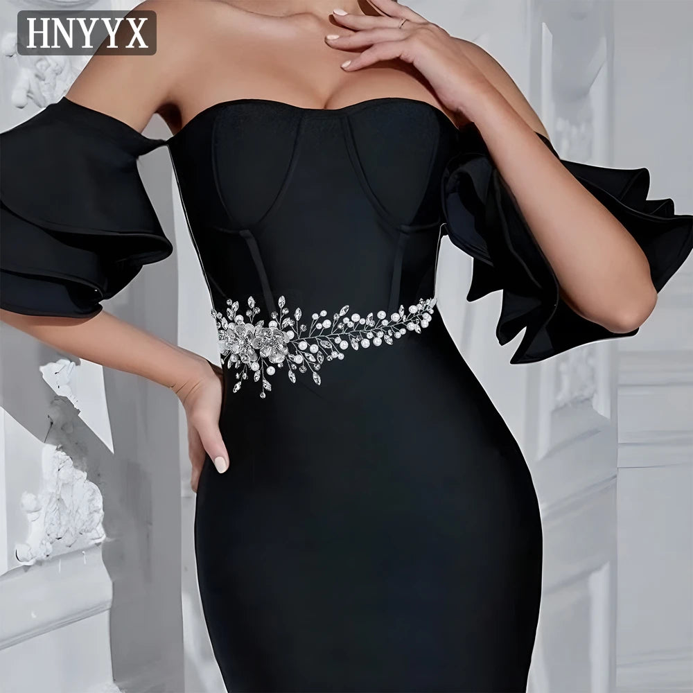 HNYYX Wedding Belt Red Rhinestone Bridal Party Pearl Accessories Luxury Women's Belt Fashion Ladies Dress SA265