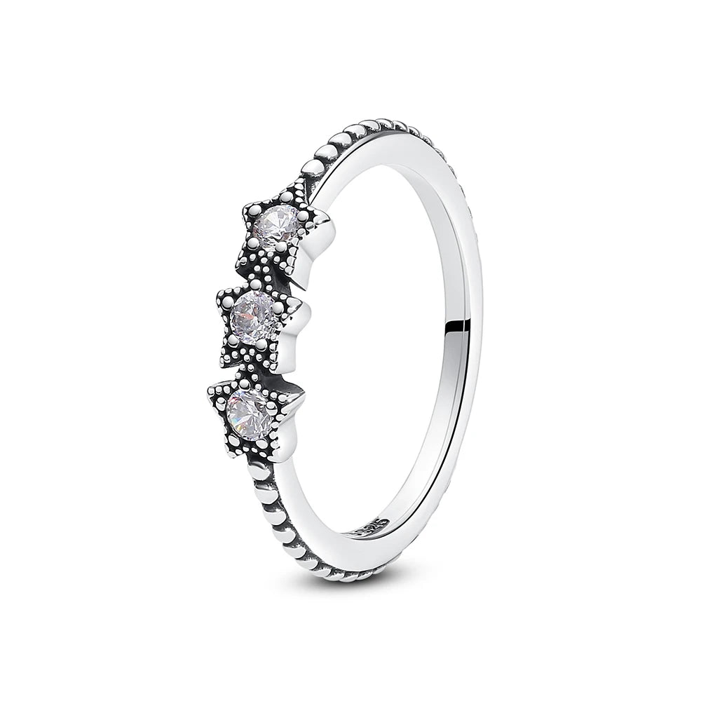 925 Sterling Silver Rings For Women Original Crown Love Heart Wishbone Engagement Wedding Rose Gold Crystal Ring Luxury Jewelry