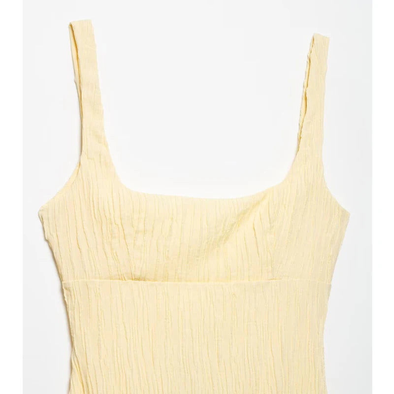 Pleated Strap Midi Summer Dress