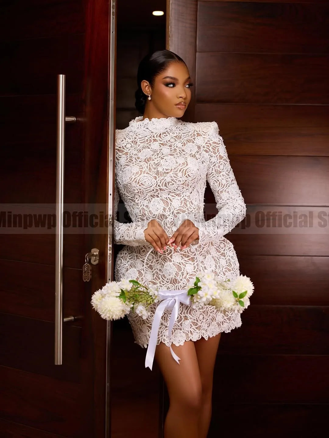 New Short Wedding Dresses for Bride 2026 Long Sleeve Civil Mini Engagement Ceremony Party Gown Bridal Shower Dress Customized