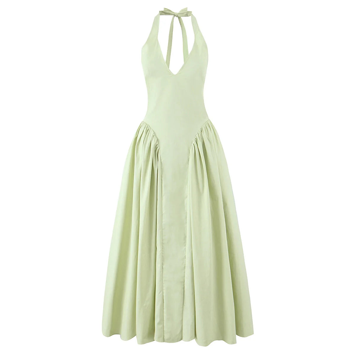 Vintage Halter Backless Midi Dress