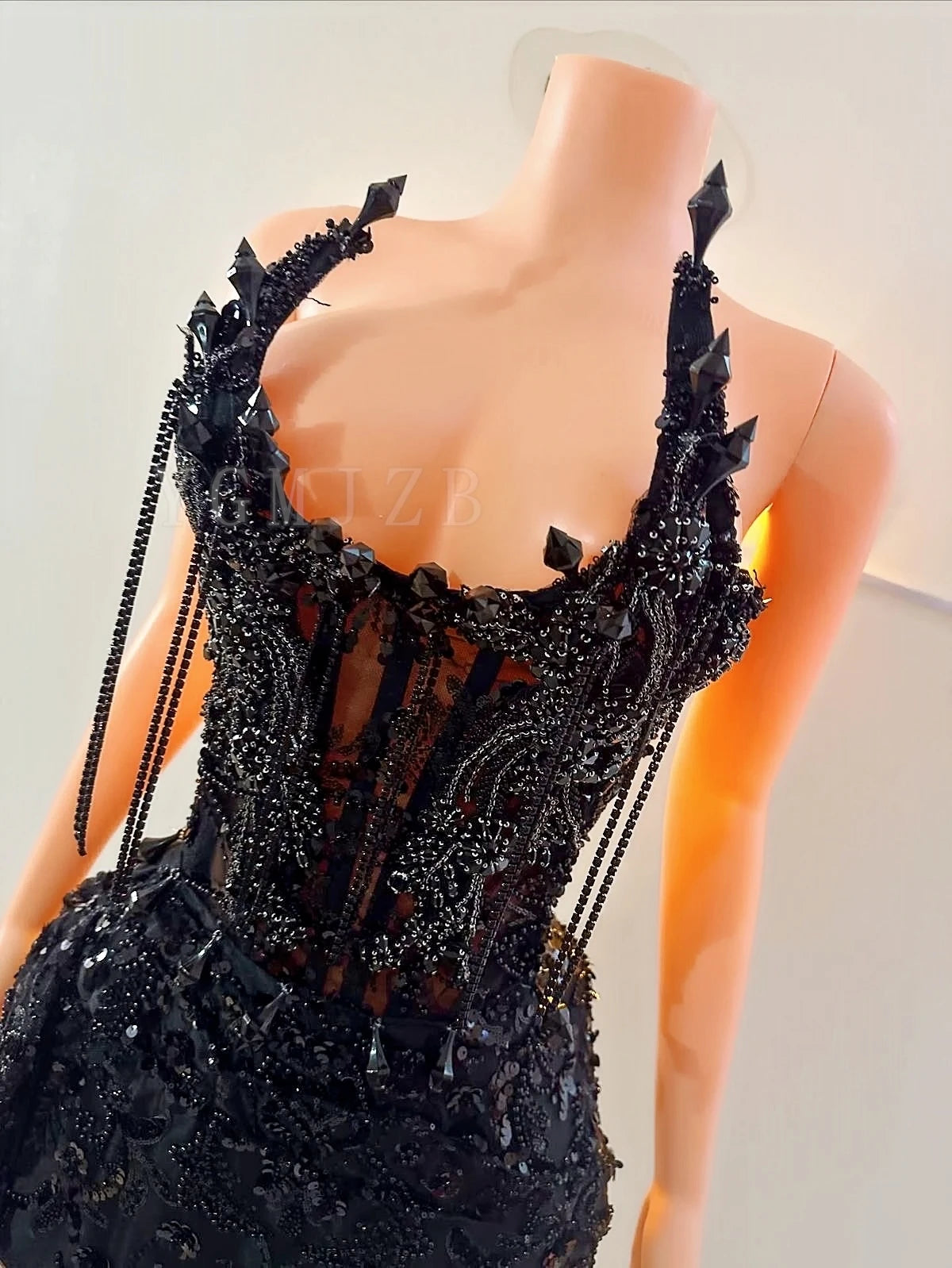 Black Rhinestones Long Prom Dresses Luxury 2026 Mermaid Beaded Lace Corset with Slit African Evening Gowns Birthday Party Dress