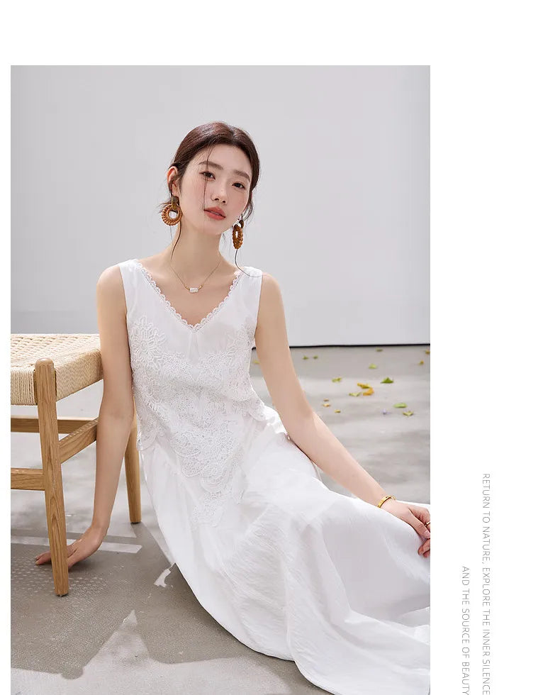 French Lace Trim A-Line Dress