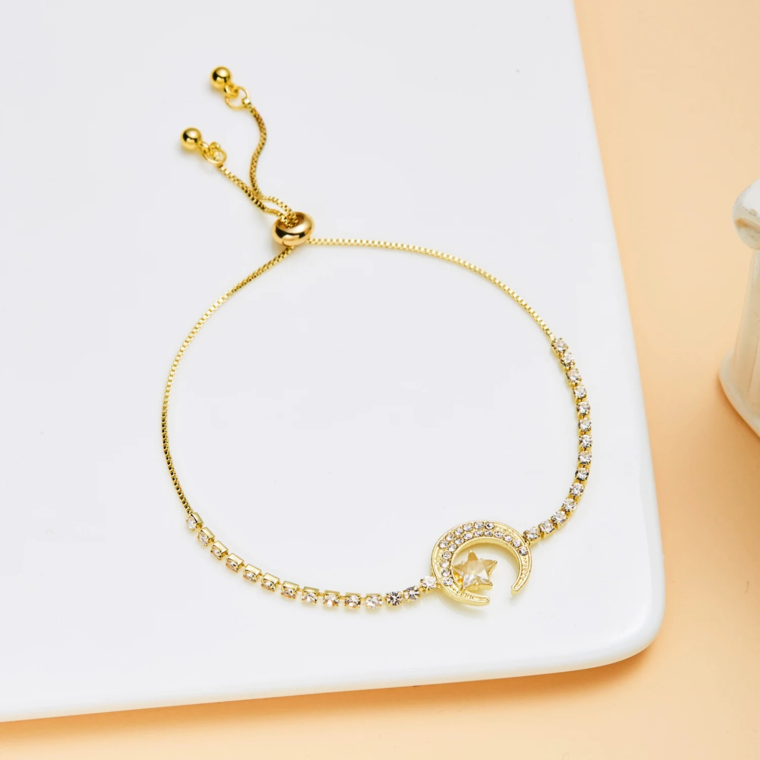 Luxury Geometric Gold Plated Zircon Bracelet for Women Versatile Adjustable Square Bracelet Christmas Party Wedding Jewelry Gift