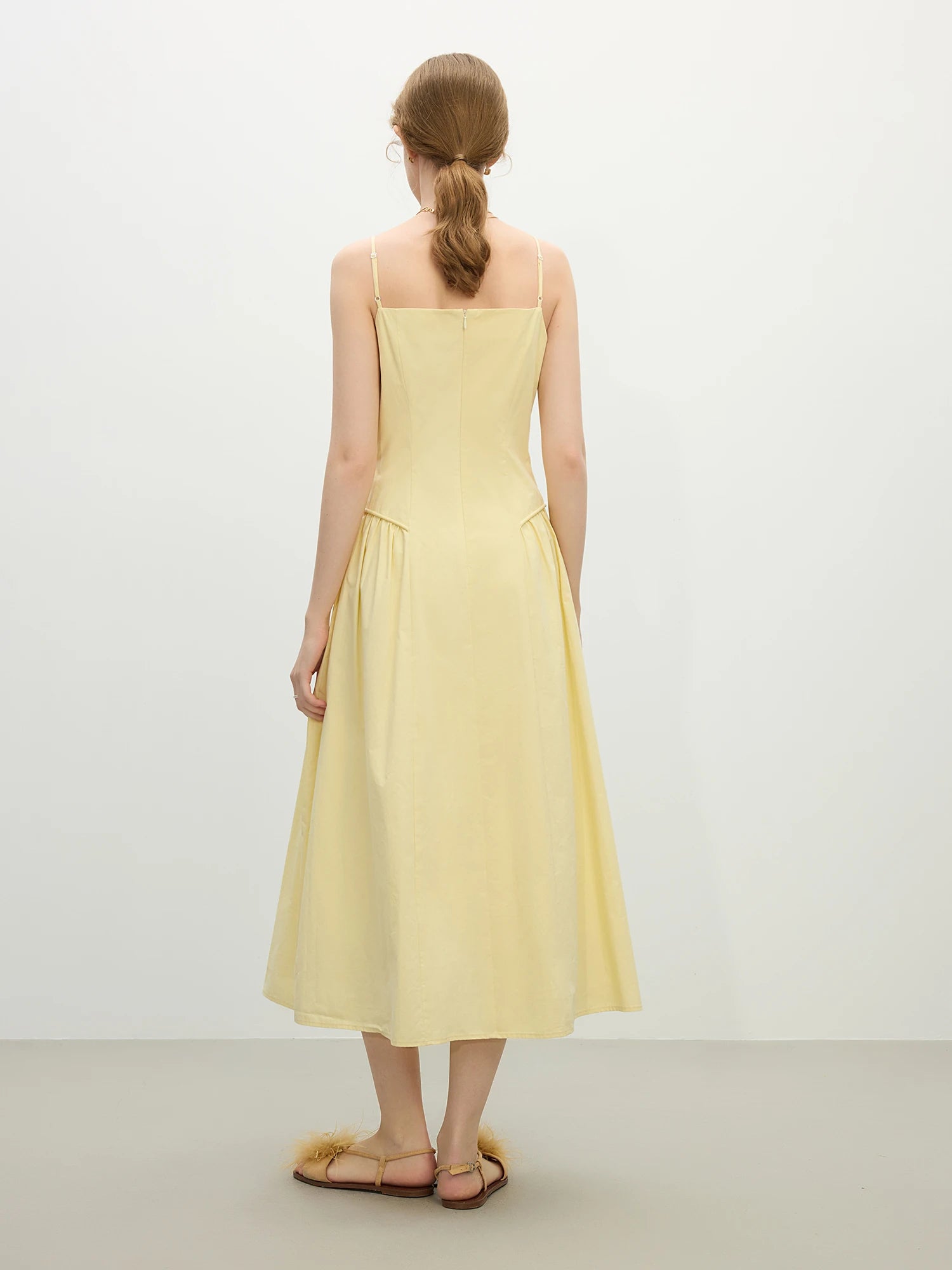 Cotton Strappy A-Line Midi Dress