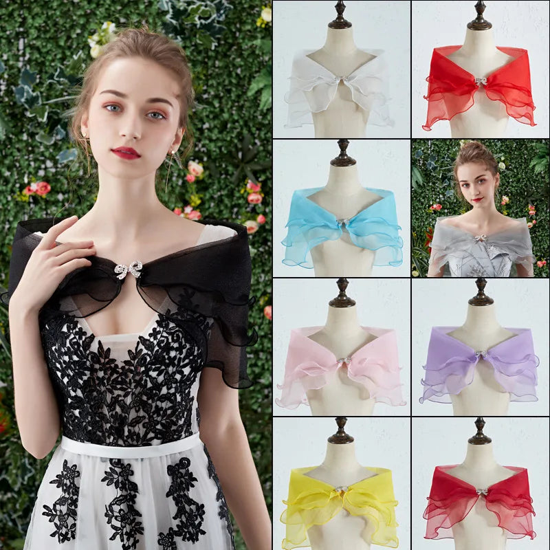 Bridal Shawl with Removable Shoulder Straps Wedding Party Dress Arm Covering Shawl Elegant Wedding Guze