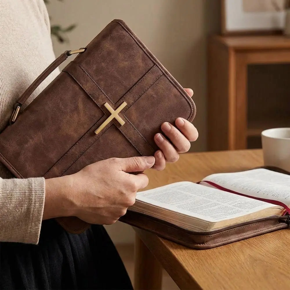 Cross Design Vegan Leather Bible Cover
