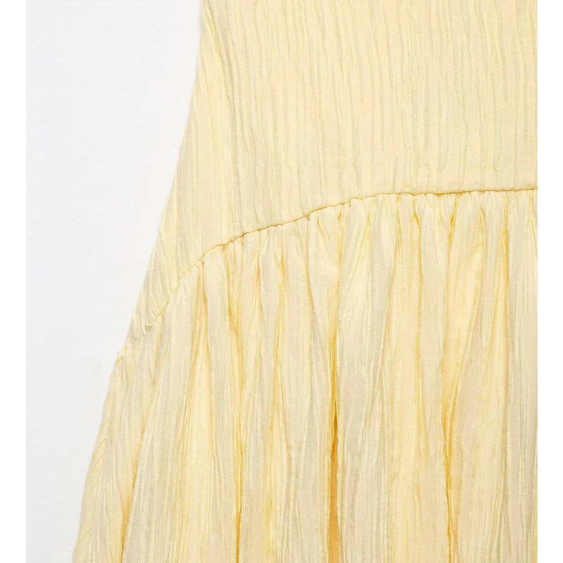 Pleated Strap Midi Summer Dress