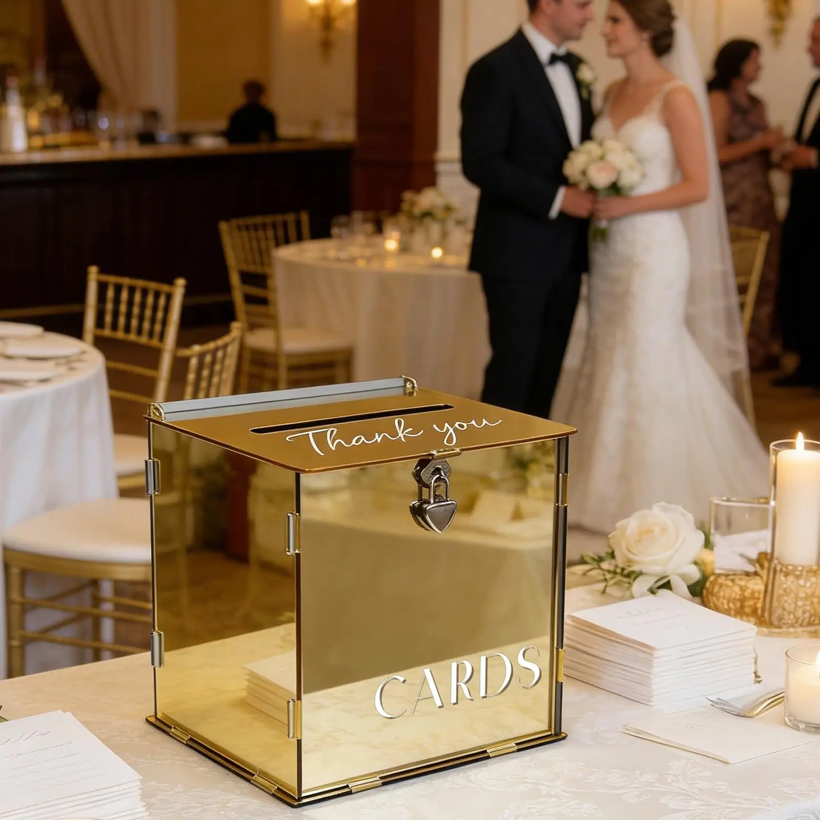 Gold Mirror Acrylic Card Box