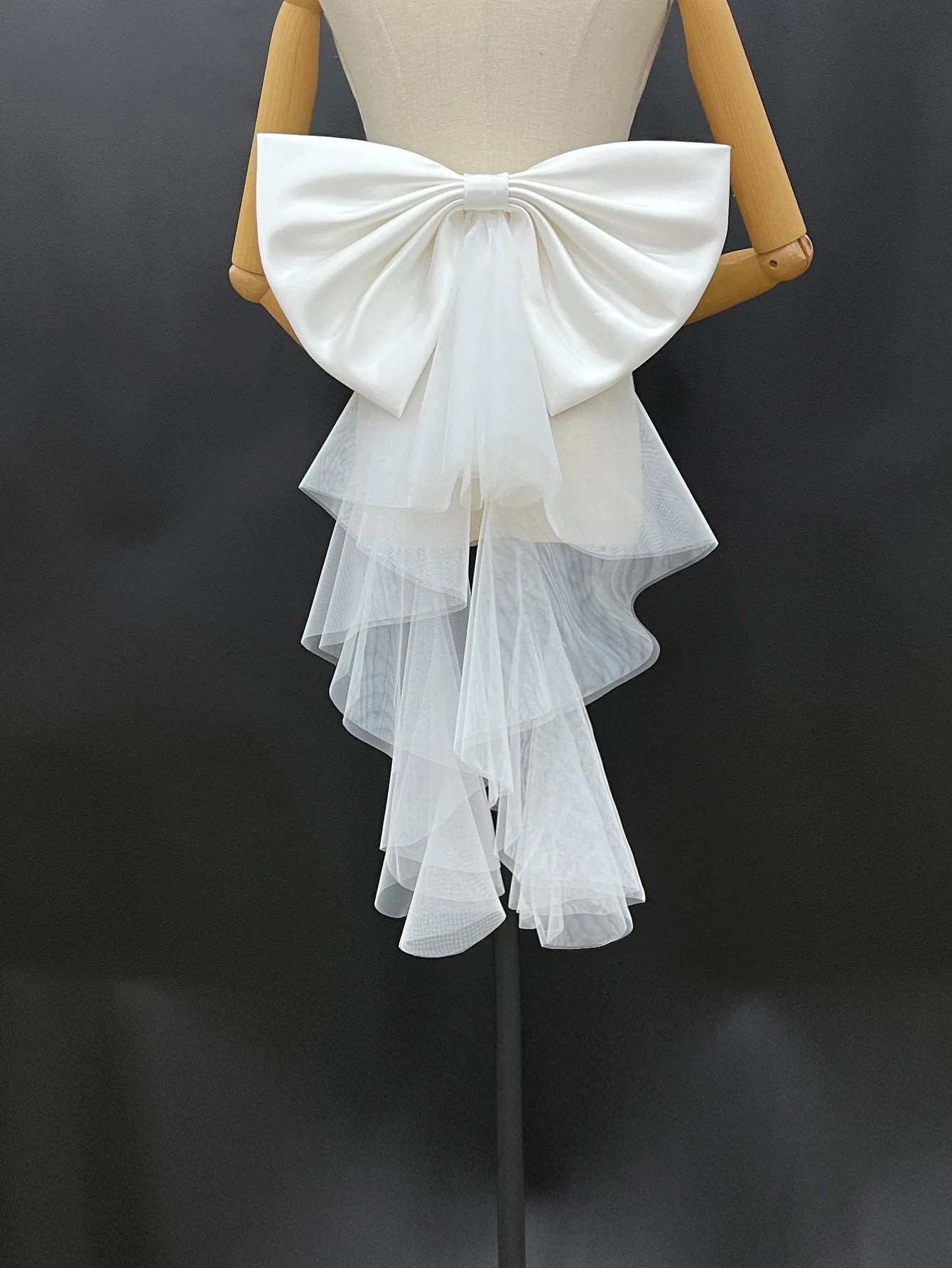 Elegant Detachable Satin Tulle Bow Wedding Dress Decorations Women's Dress Bridal Belt Big Satin Bow knots Accessories