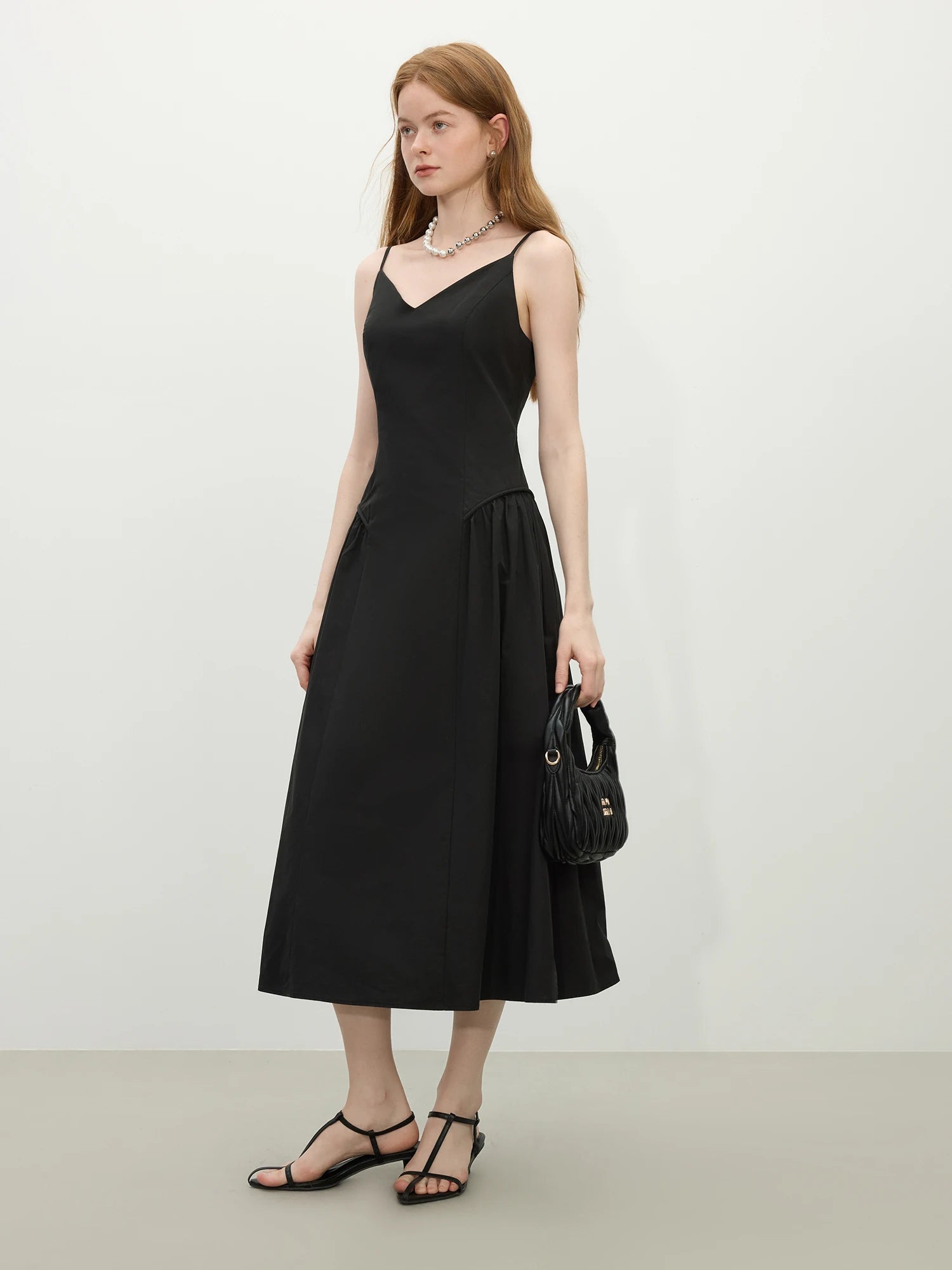 Cotton Strappy A-Line Midi Dress