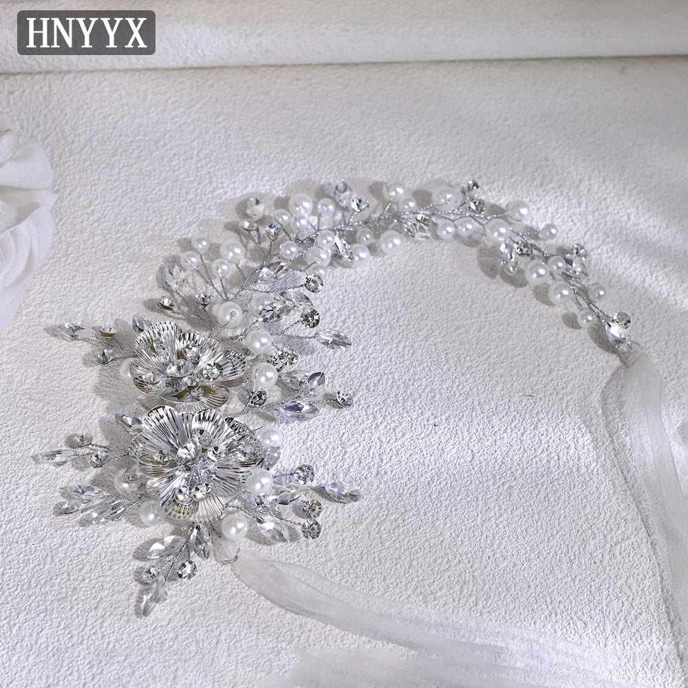 HNYYX Wedding Belt Red Rhinestone Bridal Party Pearl Accessories Luxury Women's Belt Fashion Ladies Dress SA265