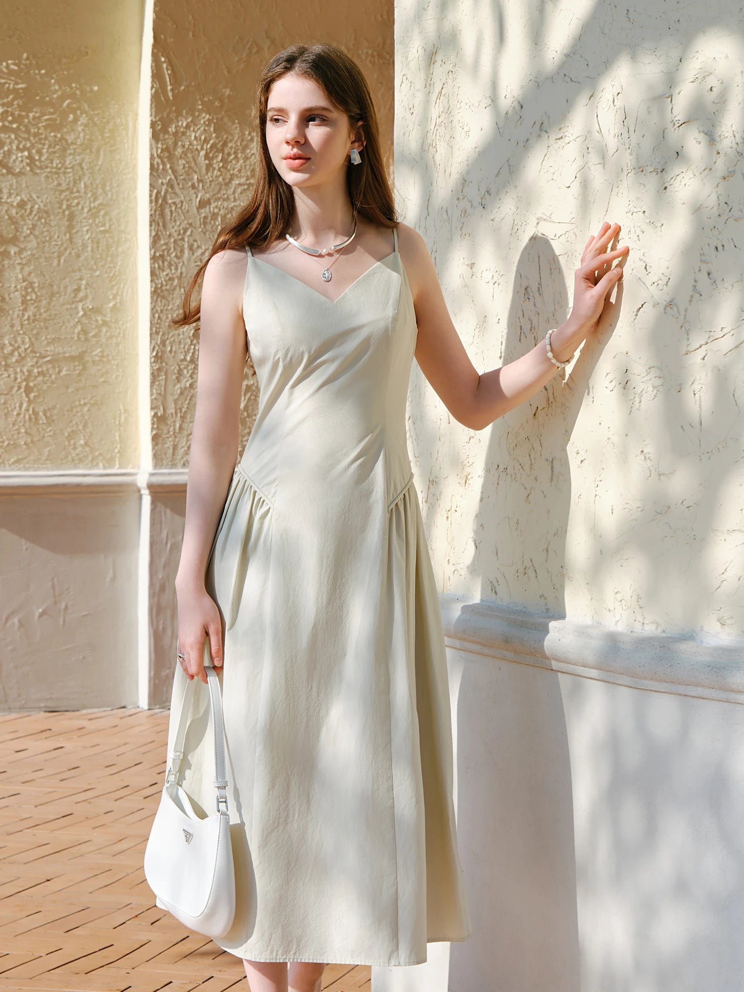 Cotton Strappy A-Line Midi Dress