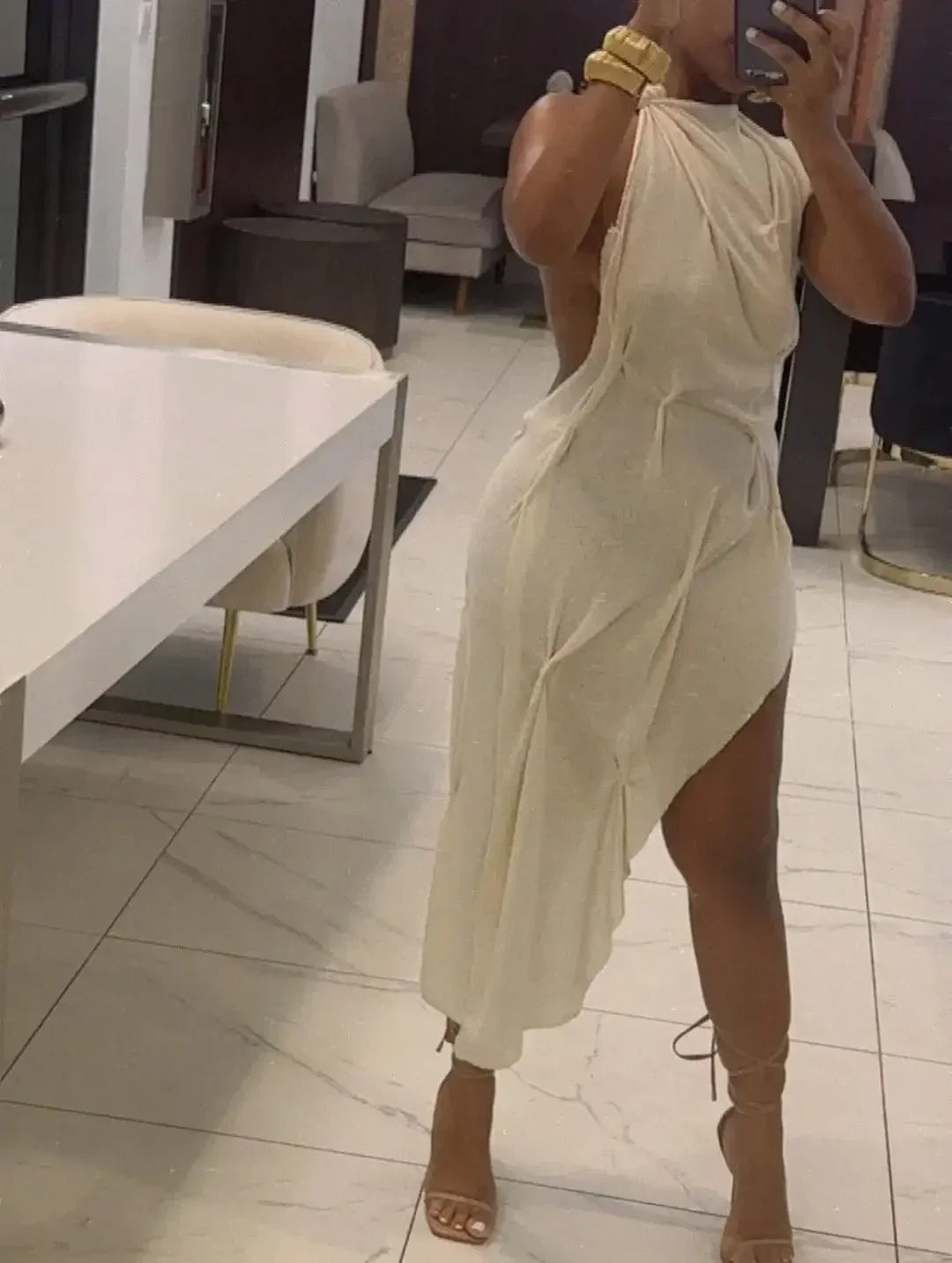 Woman Burgundy Asymmetrical Ruched Mini Dress Elegant Sleeveless Halter Neck Robe Fashion 2026 Lady Summer Evening Party Dresses