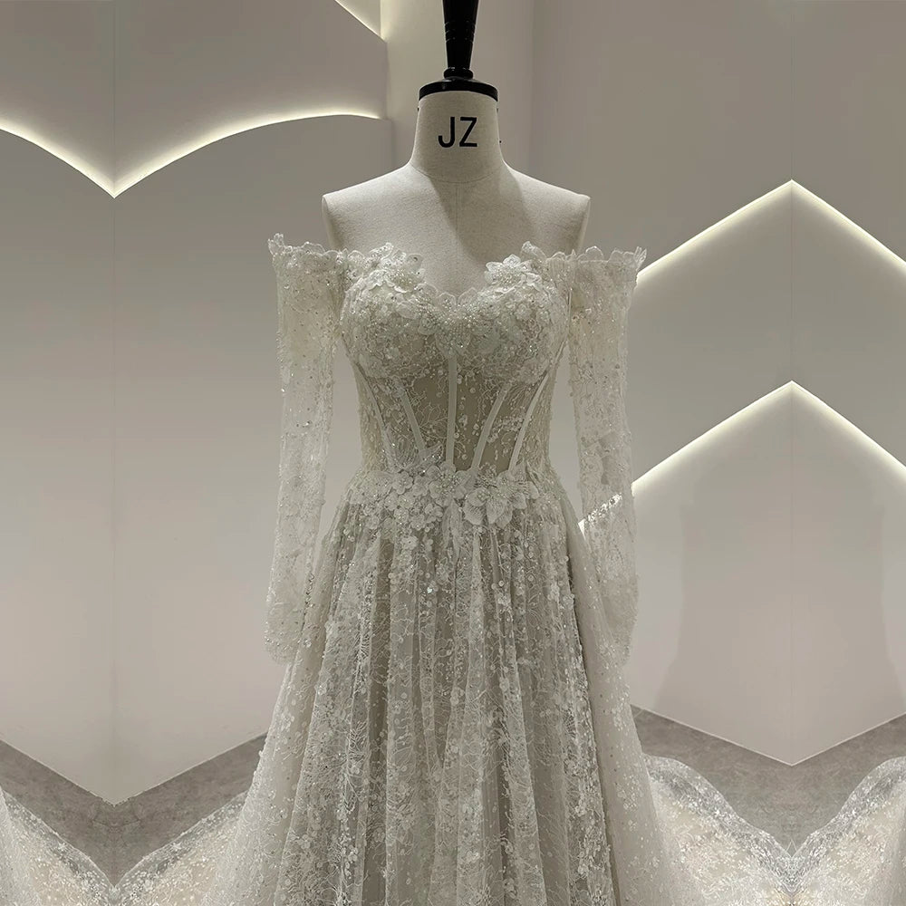 SL-9534 Customized SuLi Lace Wedding Dress For Women Brides Boho Robe De Mariee Long Sleeve Custom Made Wedding Gowns