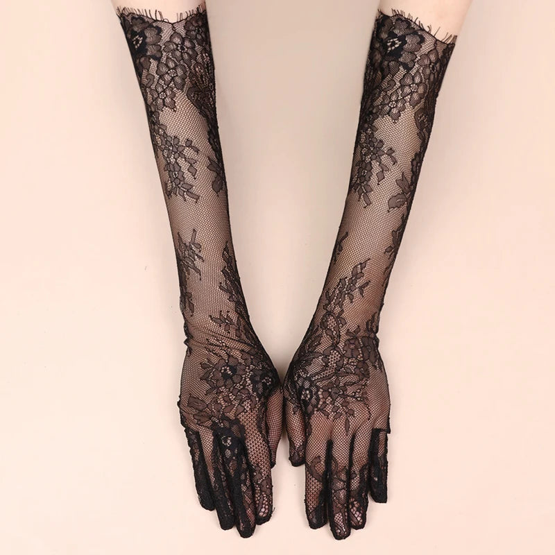 White Lace Bridal Gloves