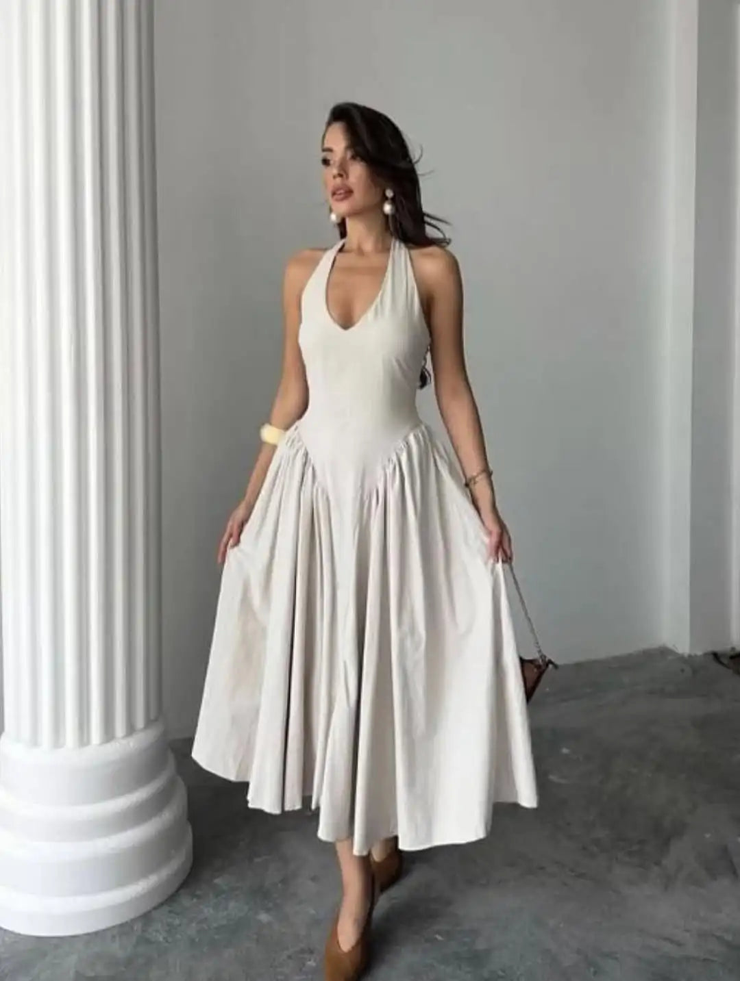Sexy Backless Halter A-Line Dress